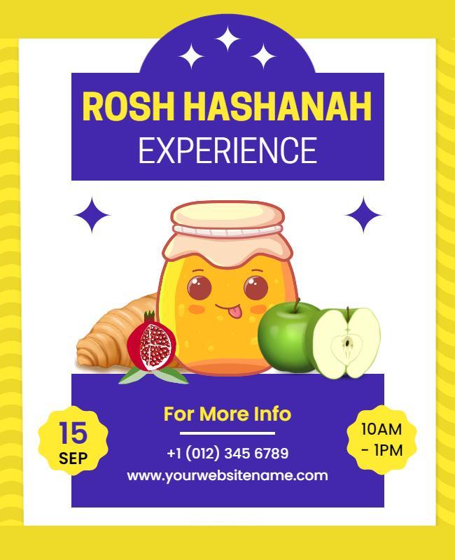 Bright Fun Rosh Hashanah Celebration Experience Flyer Template