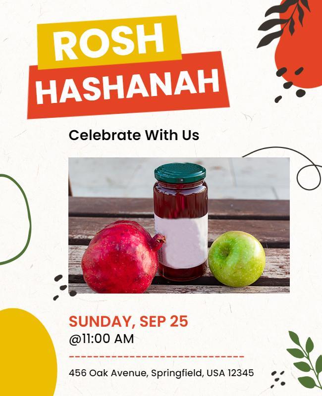 Rosh Hashanah Celebration Invitation Flyer Template