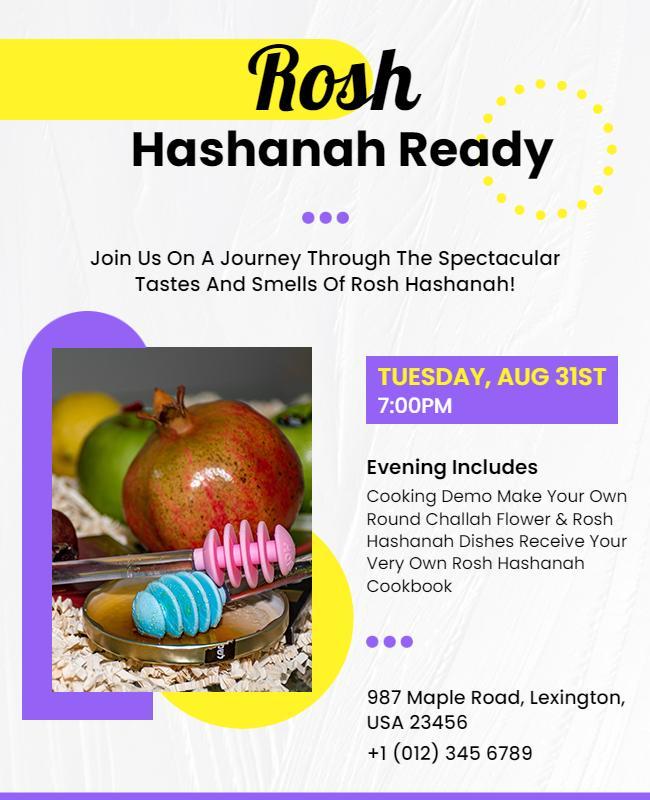 Rosh Hashanah Cooking Event Flyer Template