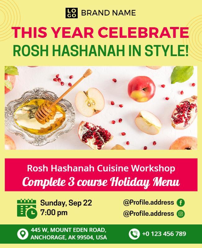 Rosh Hashanah Cuisine Workshop Flyer Template