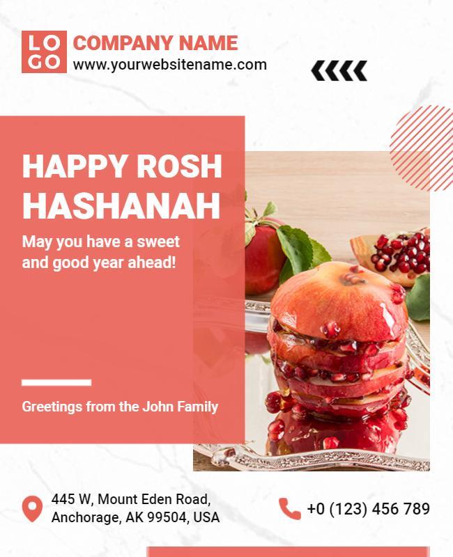 Festive Colorful Rosh Hashanah Greeting Flyer Template