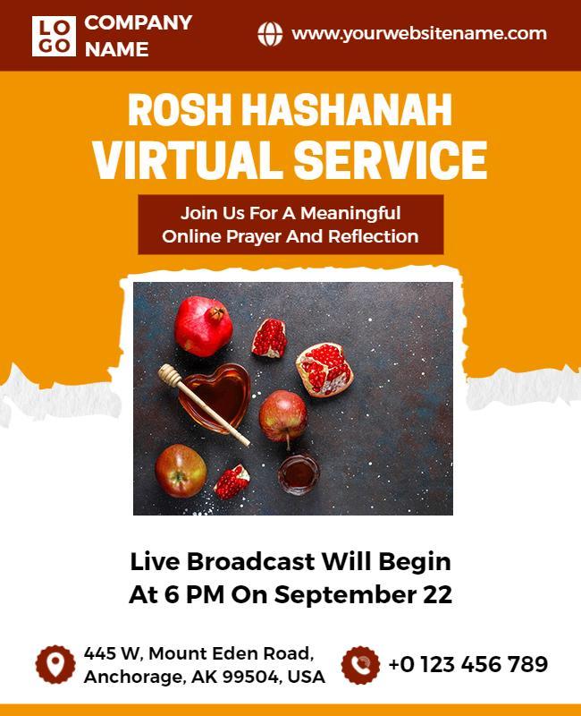 Rosh Hashanah Virtual Service Event Flyer Template