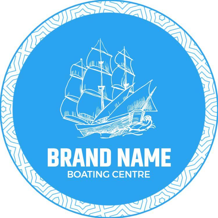 Round Blue Nautical Boating Centre Business Card Template