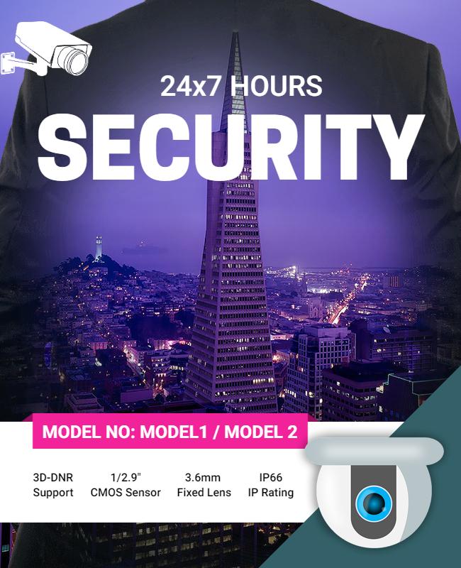 Round the Clock Security Camera Flyer Template