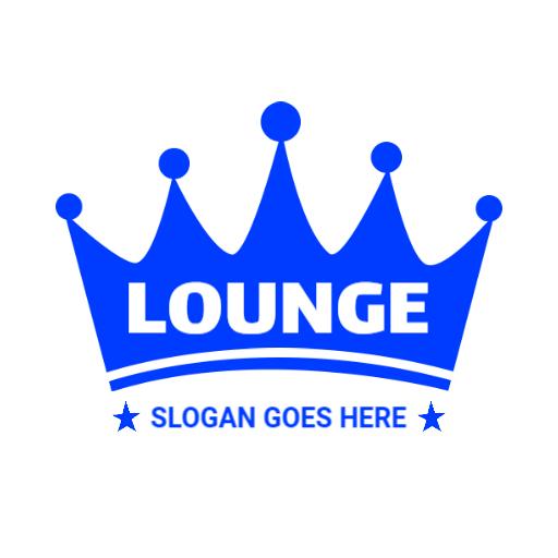 Royal Blue Crown Setting for Chic Lounge Experience Logo Template