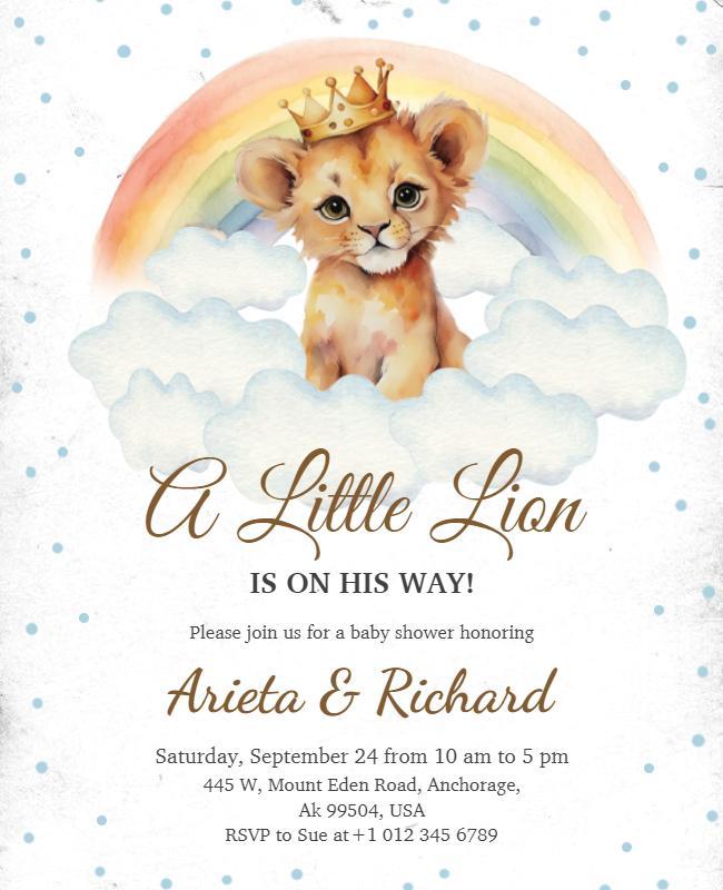 Royal Lion Themed Baby Shower Invitation Flyer Template