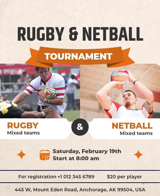 Rugby and Netball Tournament Flyer Template