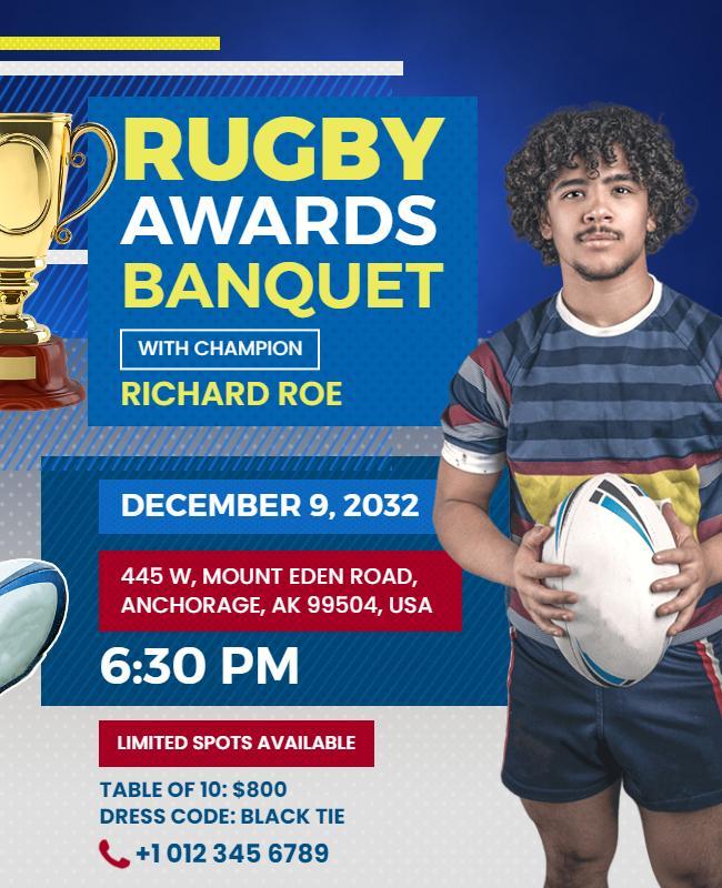 Rugby Awards Banquet Event Flyer Template