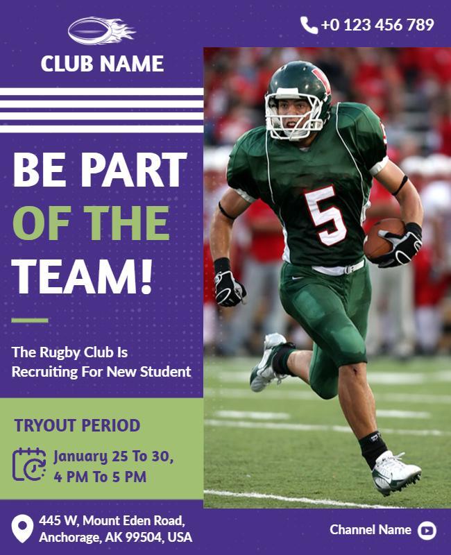 Rugby Club Team Recruitment Flyer Template