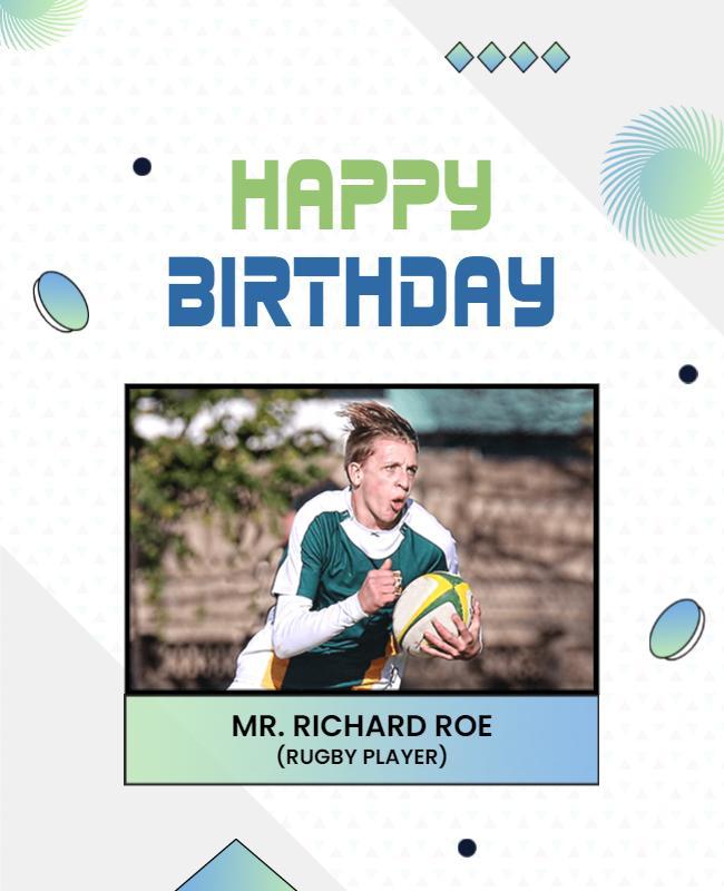 Rugby Player Birthday Celebration Flyer Template