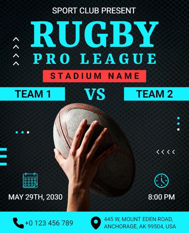 Rugby Pro League Match Flyer Template