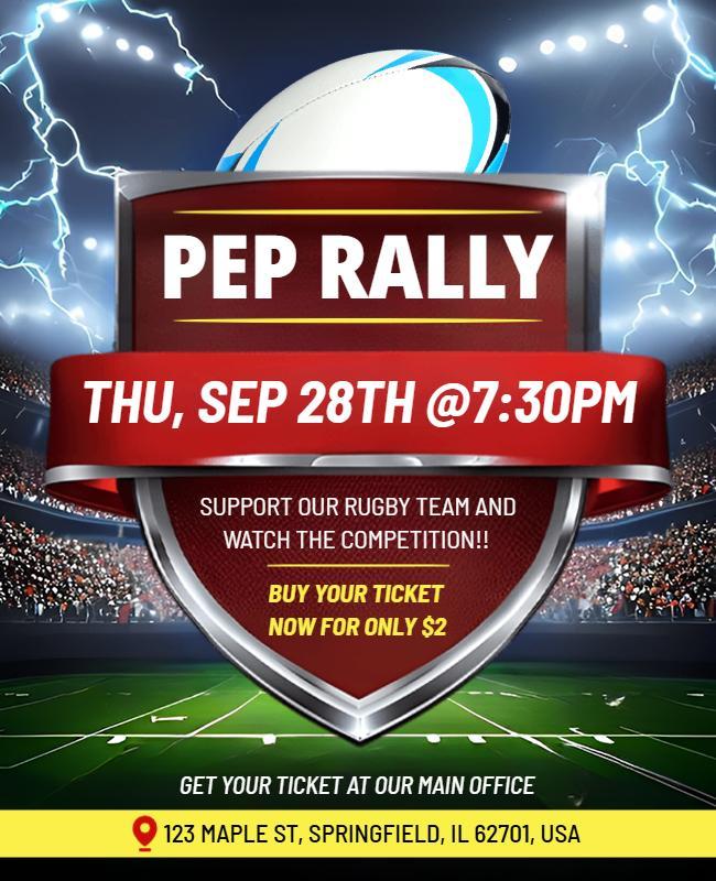 Rugby Team Pep Rally Event Flyer Template