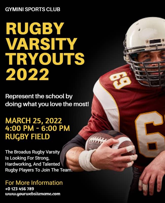 Rugby Varsity Tryouts Event Flyer Template