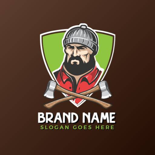 Rugged Lumberjack Character Mascot Logo Template