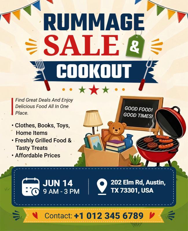 Rummage Sale and Cookout Event Flyer Template