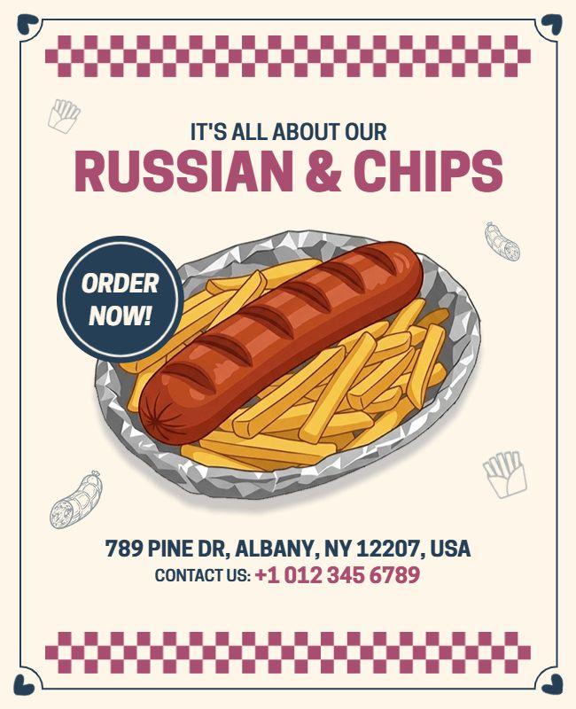 Russian Sausage and Chips Flyer Template