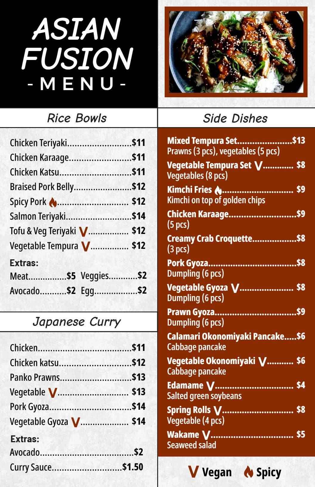 Rustic Asian Fusion Culinary Menu Template