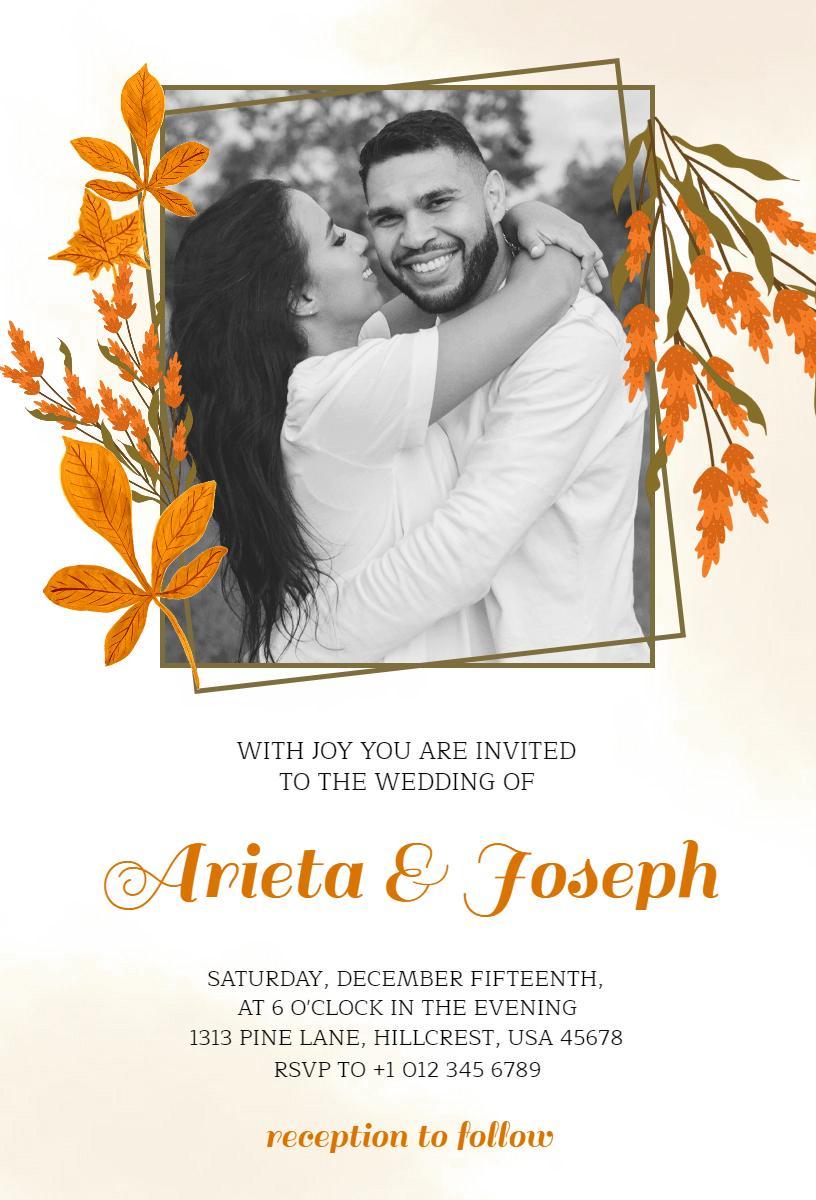 Rustic Autumn Elegance Fall Wedding Invitation Template