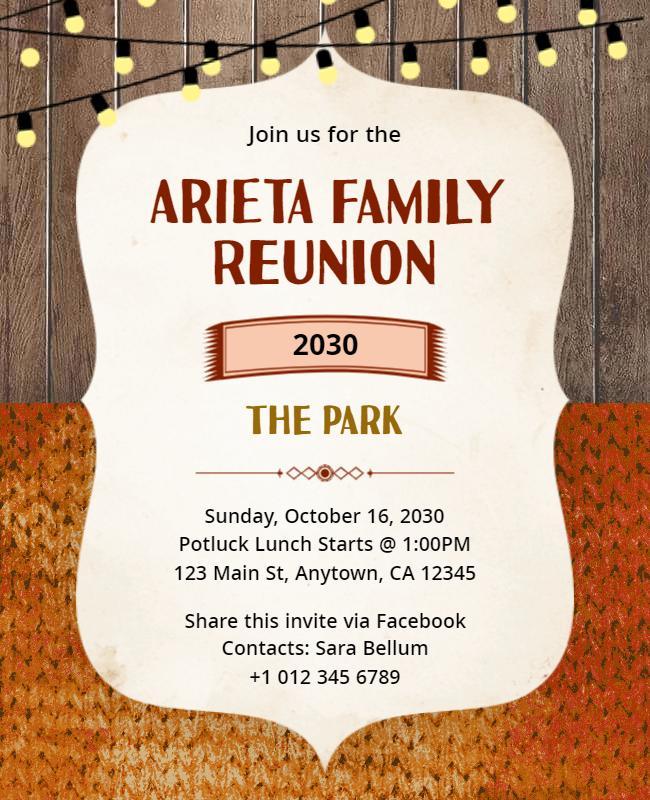 Rustic Autumn Family Reunion Celebration Poster Template