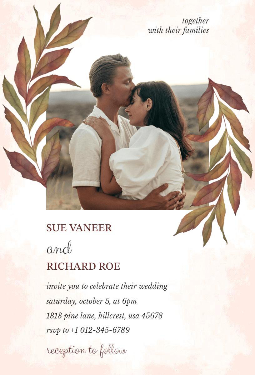 Rustic Autumn Floral Fall Wedding Celebration Invitation Template