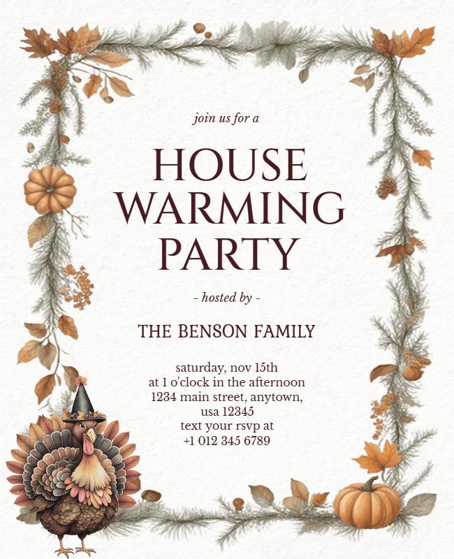 Rustic Autumn Housewarming Party Invitation Poster Template