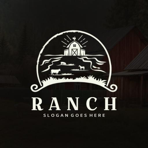 Rustic Barn and Cattle Scene Reflecting Traditional Ranch Logo Template