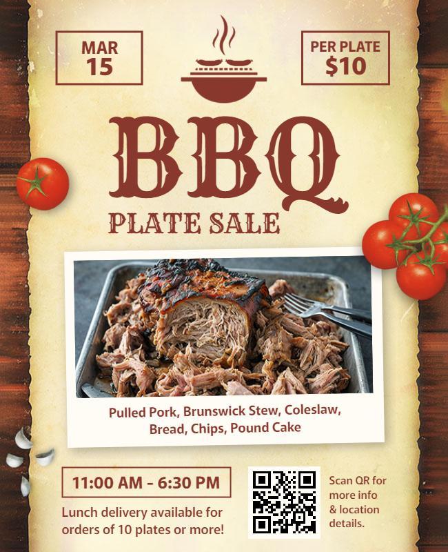 Rustic BBQ Plate Sale Flyer Template