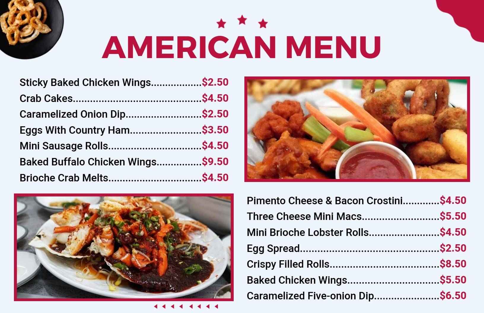 Rustic Black and White American Cuisine Menu Template