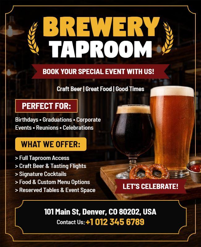 Rustic Brewery Taproom Event Promotion Flyer Template