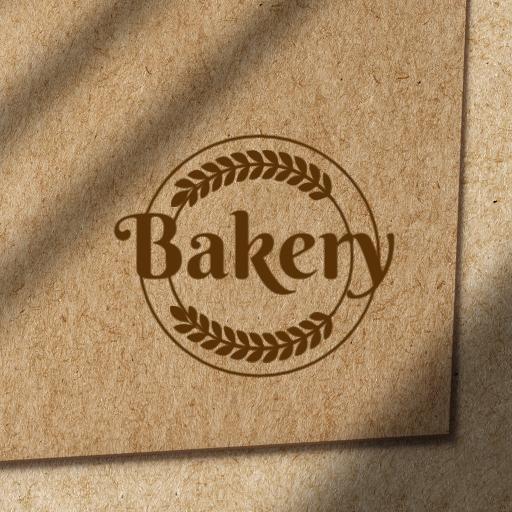 Rustic Brown and Gold Bakery Logo with Wheat Elements Logo Template