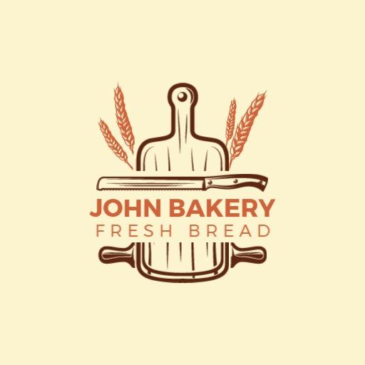 Rustic Brown Bakery Design Featuring Fresh Bread Elements Logo Template