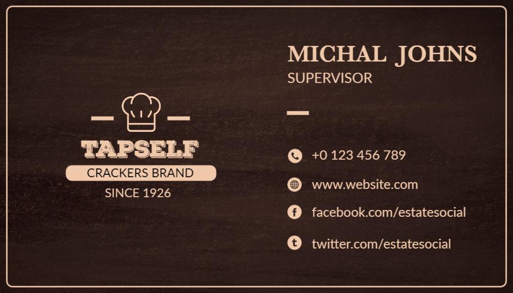 Rustic Brown Chef-Themed Restaurant Business Card Template