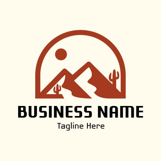 Rustic Brown Desert Landscape with Iconic Mountains Logo Template