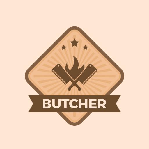 Rustic Brown Design Featuring Butcher Tools and Flames Logo Template