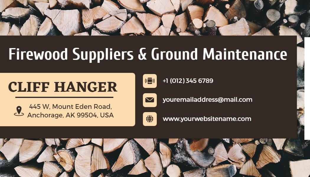 Rustic Brown Firewood Suppliers Ground Maintenance Visiting Card Template