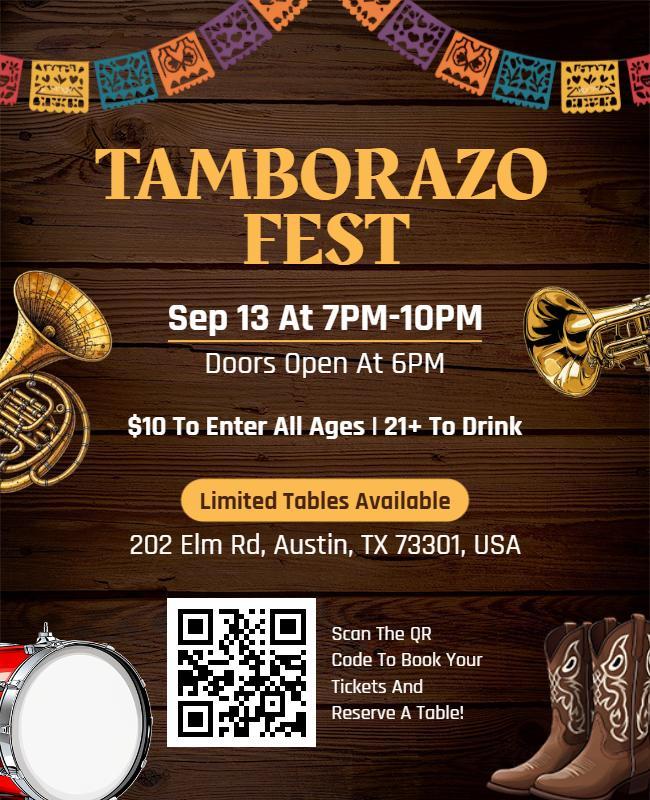 Rustic Brown Tamborazo Festival Event Flyer Template