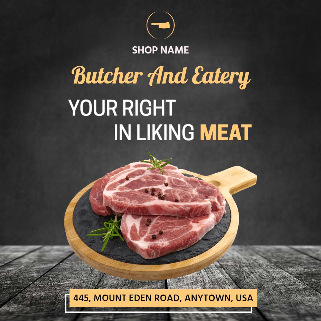 Rustic Butcher Shop Meat Promotion with Fresh Cuts Ad Template