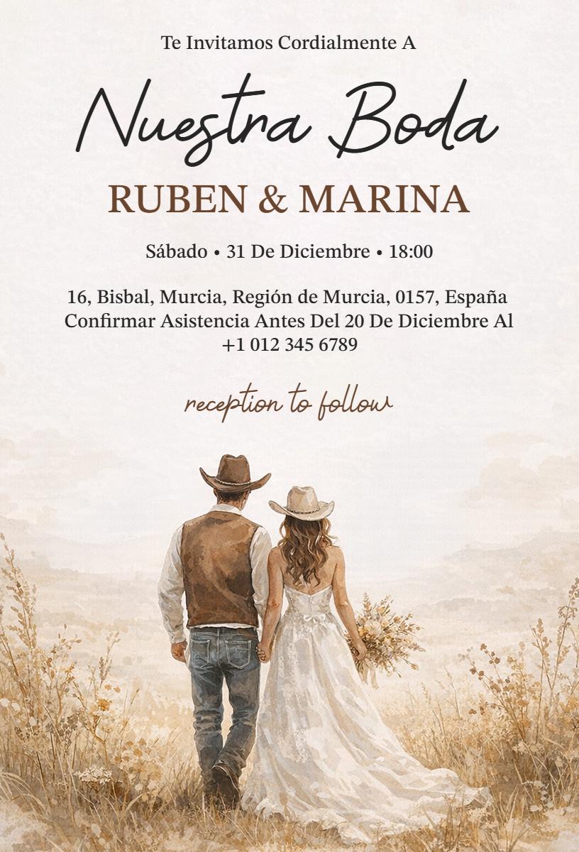 Rustic Charm Western Wedding Celebration Invitation Template