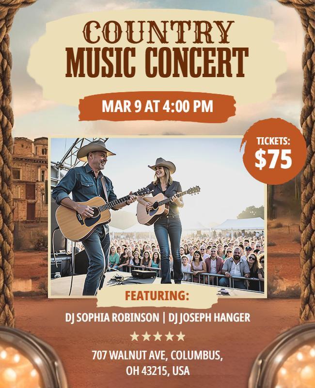 Rustic Country Music Concert Experience Poster Template