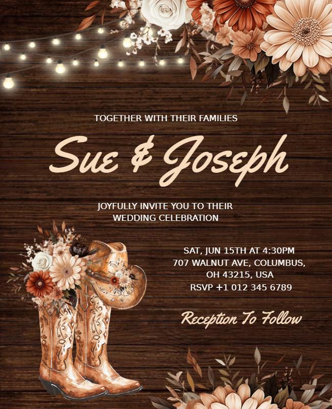 Rustic Country Wedding Celebration Flyer Template