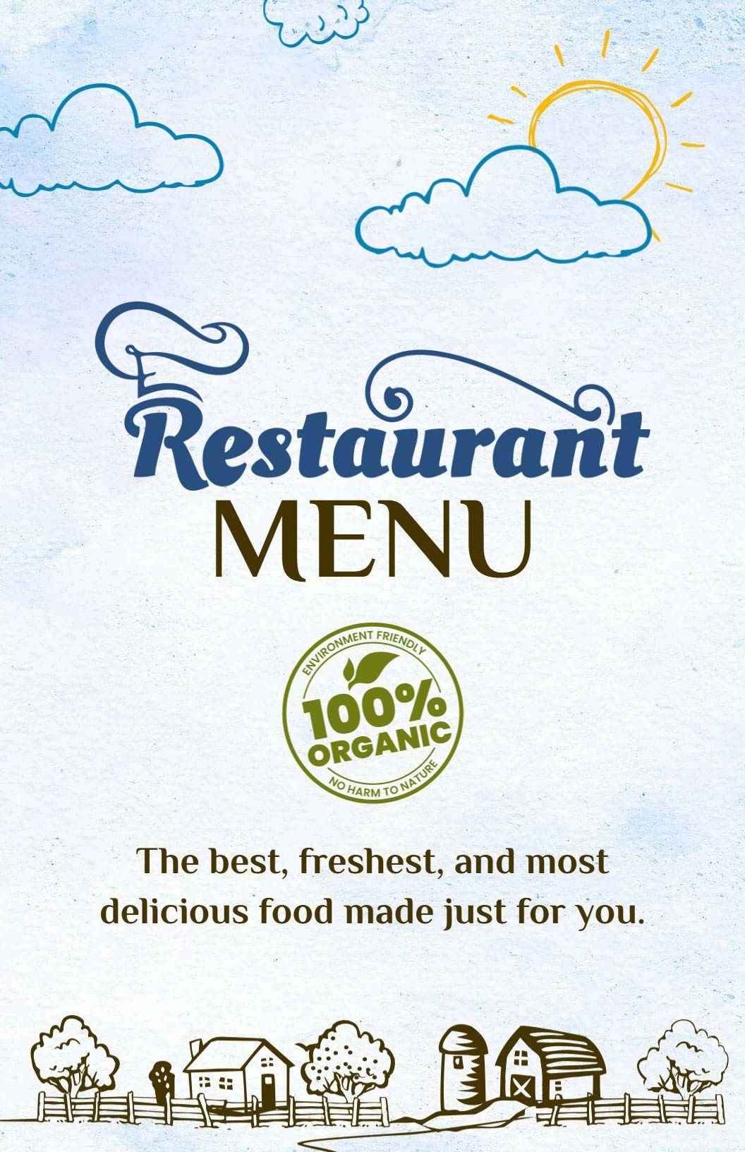 Rustic Countryside Sketch Style Restaurant Menu Template