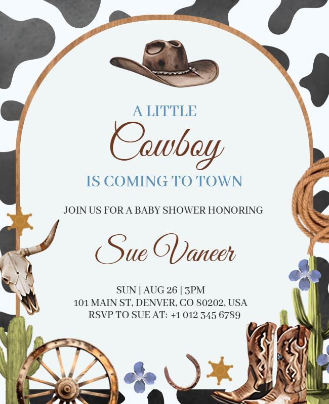 Rustic Cowboy Baby Shower Invitation Poster Template