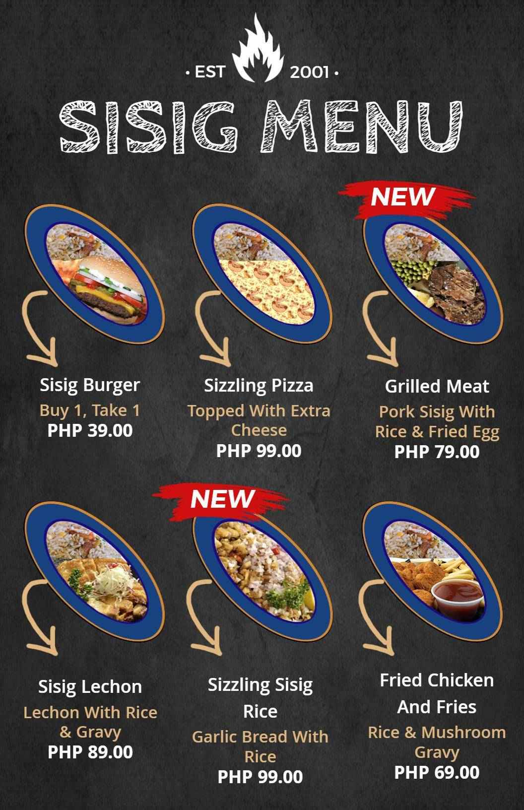 Rustic Design Filipino Sisig Dishes Menu Template