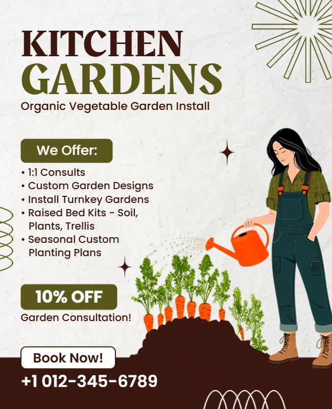 Rustic Earthy Organic Vegetable Garden Installation Poster Template