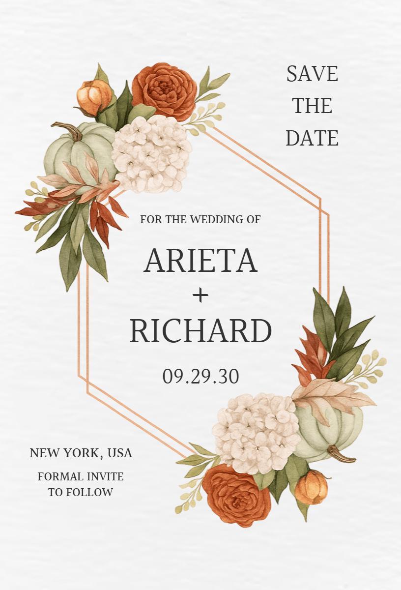 Rustic Elegant Fall Wedding Celebration Invitation Template