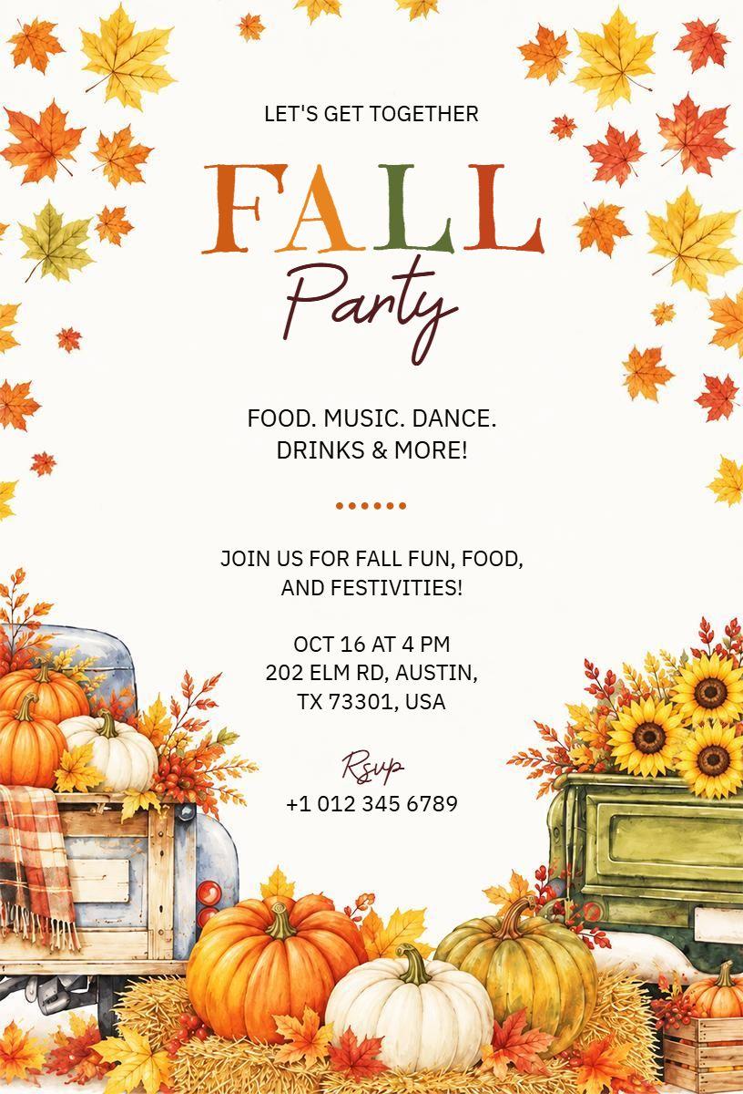 Rustic Fall Party Gathering Invitation Template