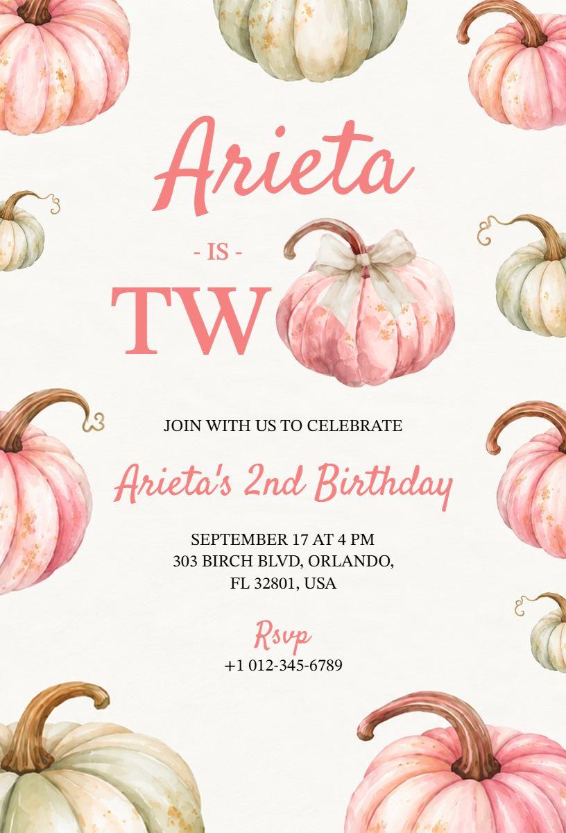 Rustic Fall Pumpkin Birthday Invitation Template