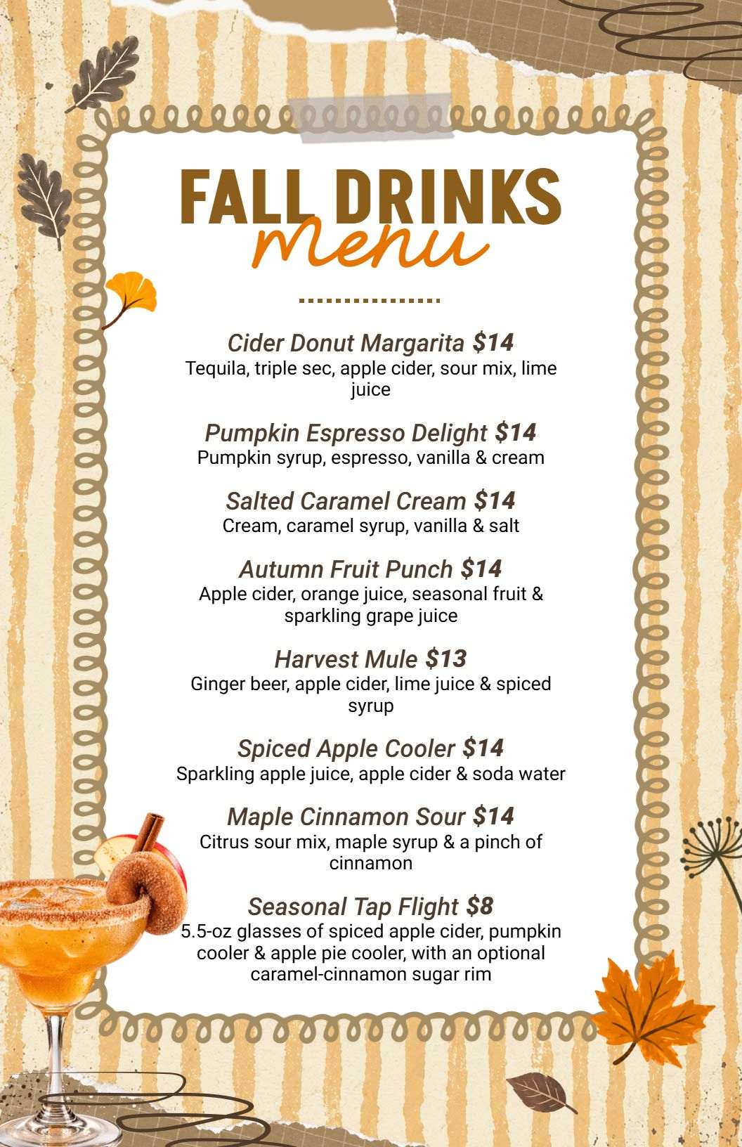 Rustic Fall Vibes with Seasonal Drink Menu Template