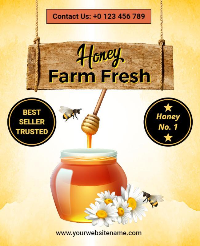 Rustic Farm Fresh Honey Product Advertisement Poster Template