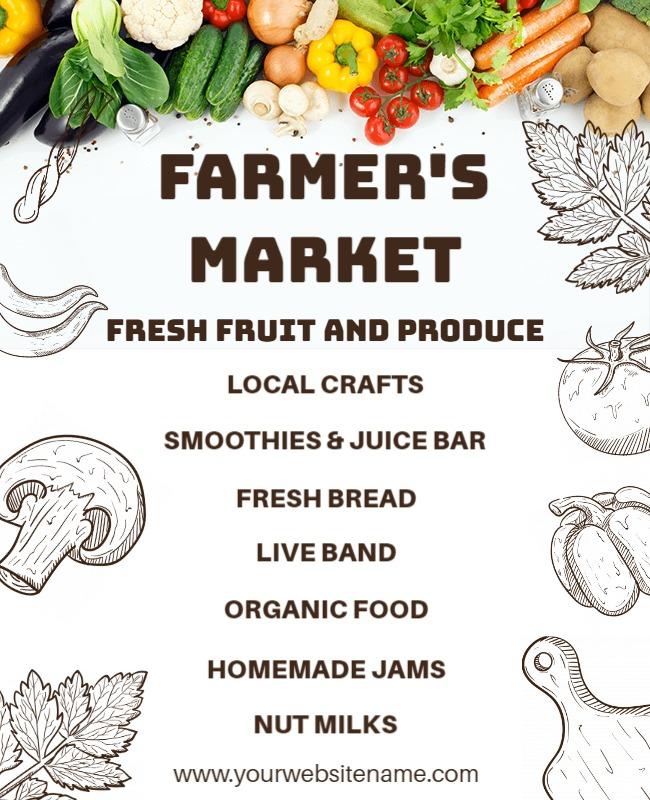 Rustic Farm-Themed Fresh Produce and Crafts Market Poster Template